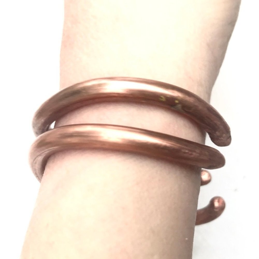 2 Pure Solid Copper Heavy Copper Cuff Bracelets